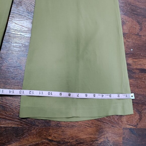 Vintage Tracy Reese Midrise Flat Front Flare Leg Y2K Trouser Pants Light Green - Picture 12 of 15